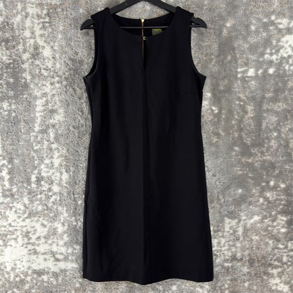 Taylor Size 8 Stretch Mini Sheath Dress Black Sleeveless Zip Round Neck - Picture 1 of 11